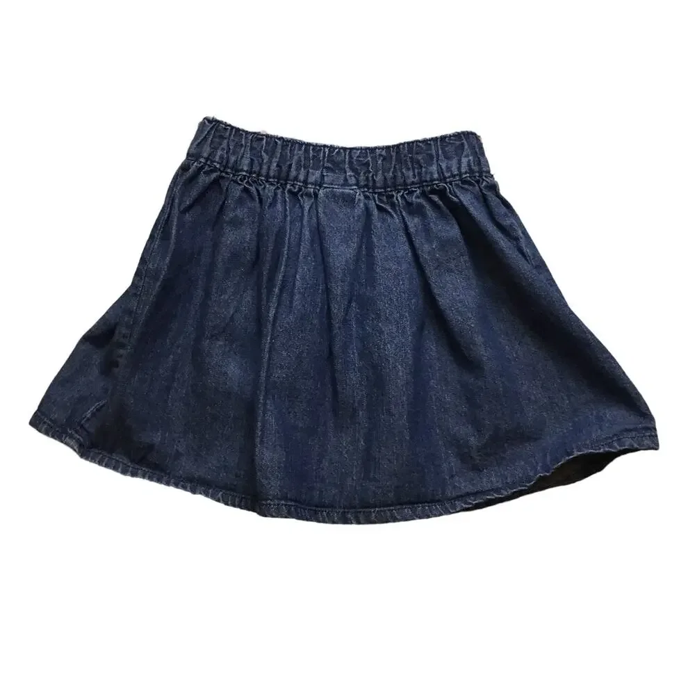 Girls 4T 3 Piece Carter's Outfit White Floral Tank Denim Skirt Navy Shorts